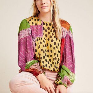 Anthropologie Multicolor Patchwork Blouse